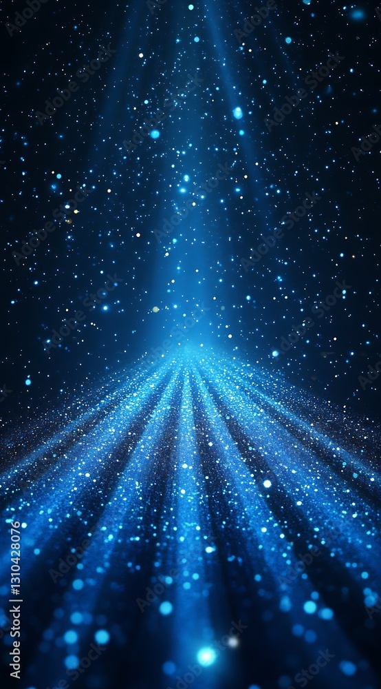Poster stunning blue light rays and particles showcasing a cosmic and mystical atmosphere of depth : genera
