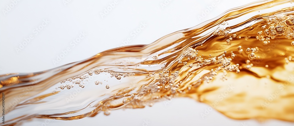 Poster Dynamic Flowing Brown Liquid Capturing Bubbles and Waves Creating an Elegant Water Surface Effect : Generative AI