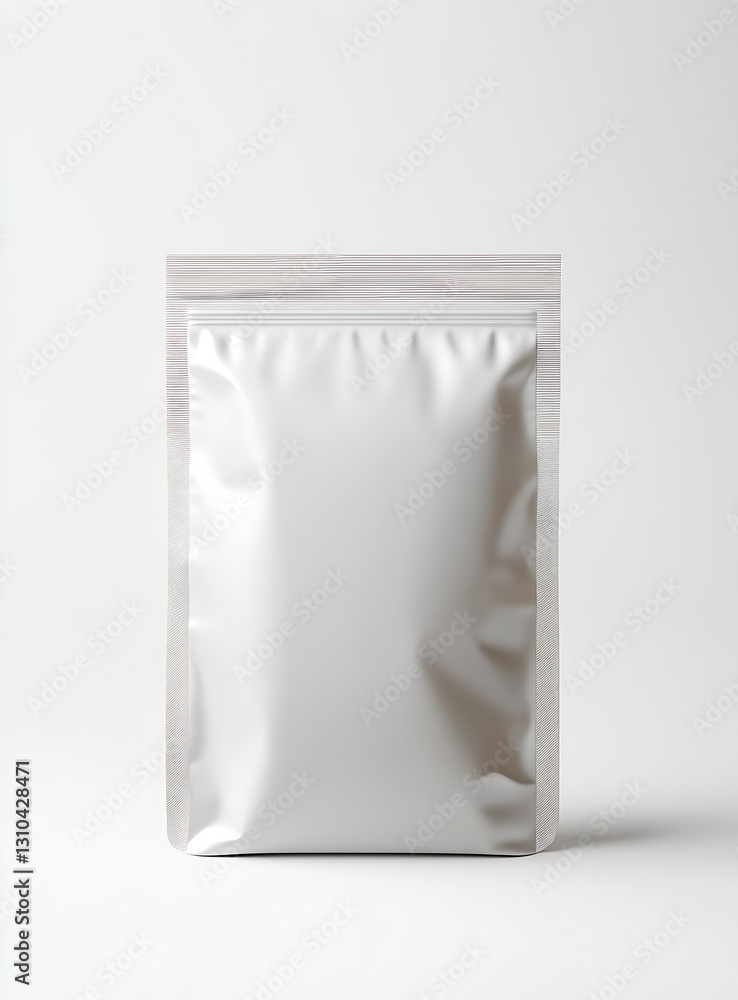 Poster sleek and simple white packaging pouch on light background for creative projects : generative ai