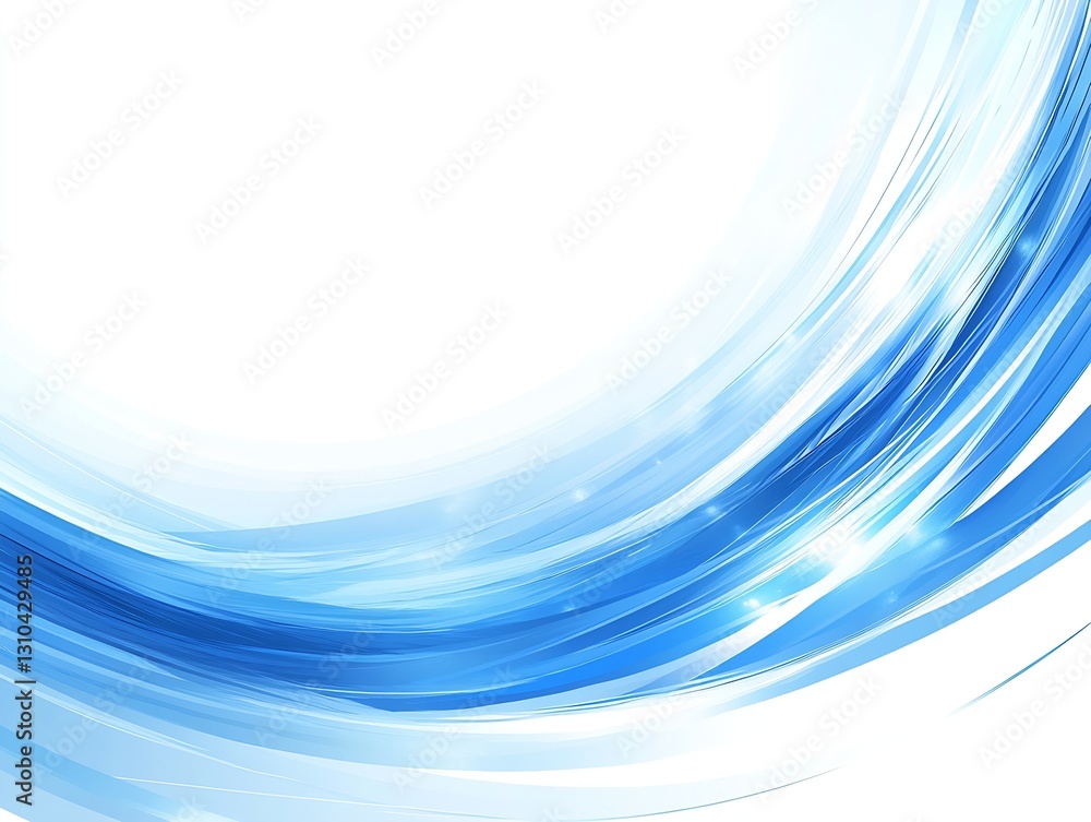 Poster Elegant abstract blue wave design on a white background showcasing fluid motion and tranquility : Generative AI