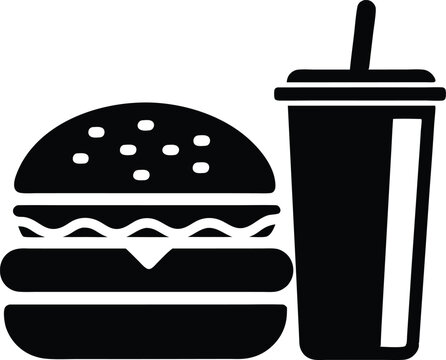 recommend clip art: Burger and drink icon, hamburger and soda silhouette
