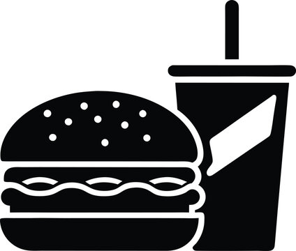 recommend clip art: Burger and drink icon, hamburger and soda silhouette