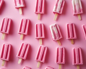 Pink popsicles on pink background