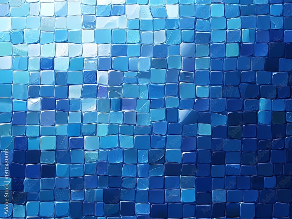 Poster vibrant blue mosaic tiles forming a beautiful abstract pattern in various shades of blue : generativ