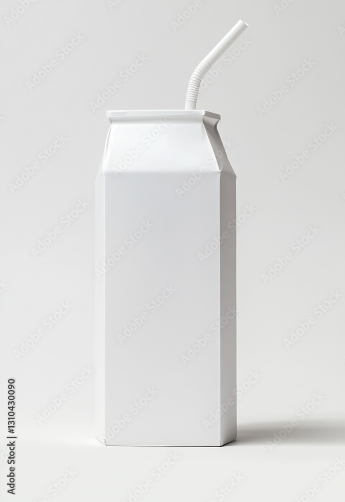 Aufkleber minimalist white milk carton with straw isolated on light background for clean beverage concepts : g
