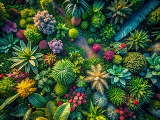 Dreamy Boho Botanical Textures: Aerial Drone Photography of Lush Gardens