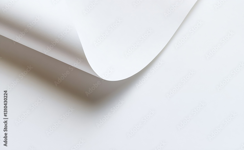 Poster close up image of a rolled edge of white paper revealing a subtle texture and shadow play : generati