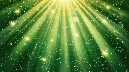 A Captivating Green and Gold Themed Light Background With Floating Particles for Festive Posters