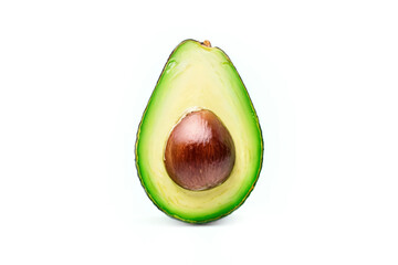 Slice of avocado on white background, macro