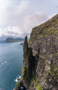 Aerial Panorama of Stunning Cliffs in the Faroe Islands