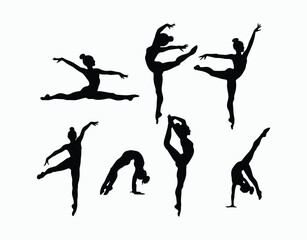 Gymnast Girl Silhouette Design Vector Template Set