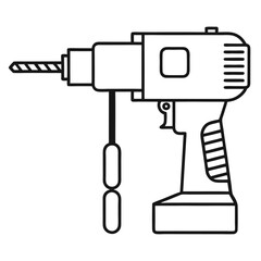 Drill Bit Set Line Drawing - Construction Tool Vector Illustration, Clipart & Line Art Design, Vector line drawing of a drill bit set, ideal for construction, clipart, and digital design projects.