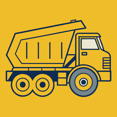 Dump Truck Line Art Construction Vector Illustration – Clipart & Cartoon Design, High-quality dump truck line art vector illustration, perfect for clipart, cartoons, and construction designs.