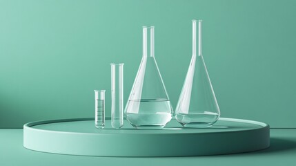 Professional laboratory scientific equipment - Petri dish, flat bottom Florence flask, and Erlenmeyer flask