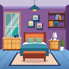 a flat illustration of a bedroom