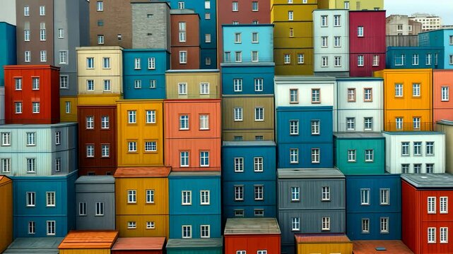 Vibrant Cityscape: A Colorful Collection of Buildings