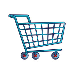 a flat illustration of a shopping cart, blue color