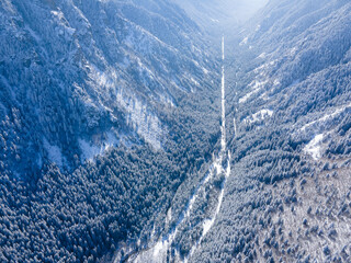 Winter view of Rila Mountain near Beli Iskar village,  Bulgaria