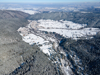 Winter view of Rila Mountain near Beli Iskar village,  Bulgaria