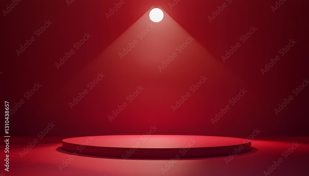 Poster red platform illuminated by single light source