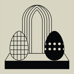 Minimalist 3D Render – Decorative Textured Eggs with Symmetrical Patterns