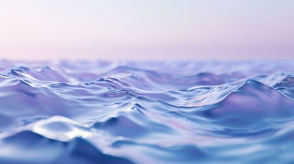  Dreamy pastel ocean waves in serene twilight ambiance, conveying tranquility and ethereal beauty of nature.