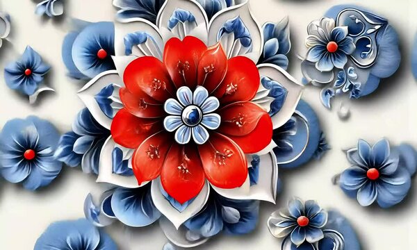 Ornate floral design, 3D embossed pattern