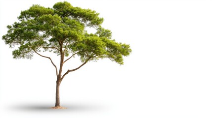 Vibrant tropical pine tree stands tall against a clean white backdrop