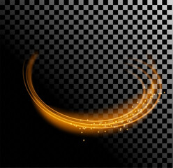 Abstract Orange Light Waves Displayed Beautifully on a Transparent Background Surface