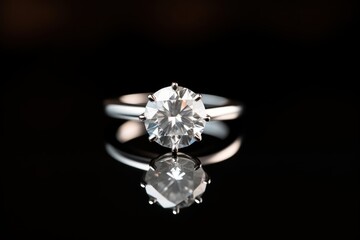 Fototapeta premium Wedding Rings. Elegant Wedding Bands Isolated on Table in Luxury Jewelry Store, Sparkling Wedding Accessories in High-End Jewelry Shop. Wedding or Engagement Concept with Copy Space.