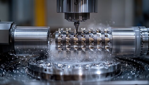 Precision metal machining process with cutting tool and fluid in a manufacturing environment