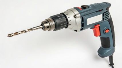 Cordless Drill with Drill Bit on White Background