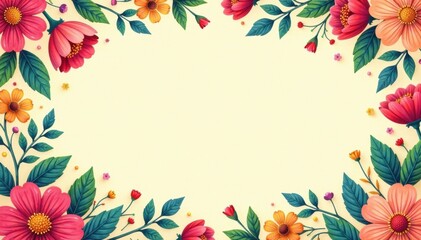 Fototapeta premium Brightly colored letterhead with floral patterns, brand kit, graphics, colorful letterhead