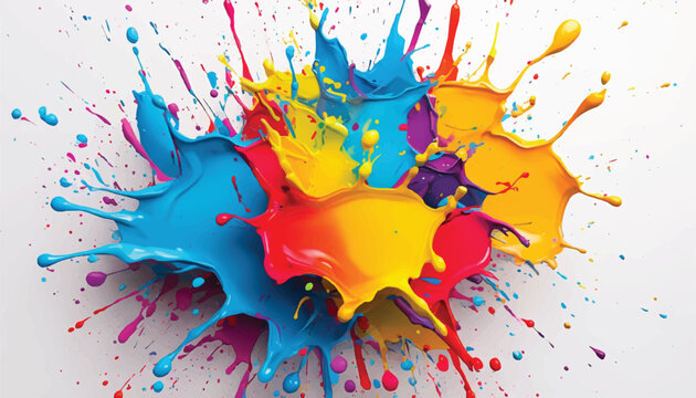 Colorful paint splash isolated on white background. Abstract colorful splash. Colorful paint explosion, illustration.	