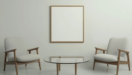 Minimalist Living Room Featuring a Blank Framed Canvas
