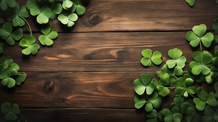 clover on wooden background