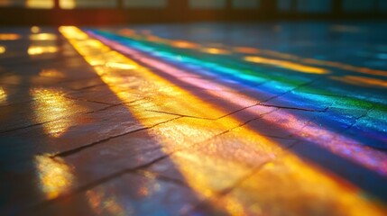 Vibrant sunlight streaming through glass indoor space artistic photography contemporary setting ground level light play