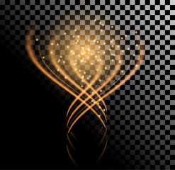 Abstract Orange Light Waves Displayed Beautifully on a Transparent Background Surface