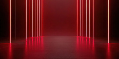 Future technology sense red laser line architectural space