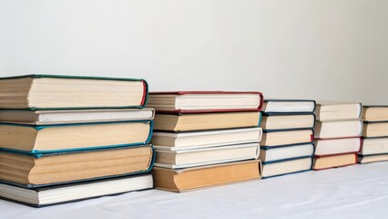 Fototapeta premium Book Stacks on White Background