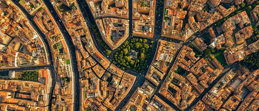 Fototapeta Aerial Panoramic View of Rome in Summer Italy
