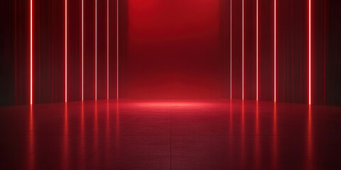 Future technology sense red laser line architectural space