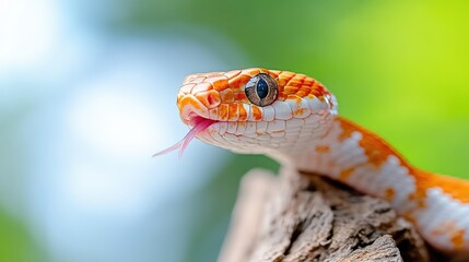 Obraz premium Curious corn snake exploring its vibrant habitat in search of food