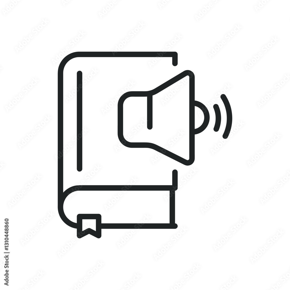 Poster audio book thin line icons. editable stroke and perfect pixel on transparent background