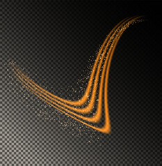 Abstract Orange Light Waves Displayed Beautifully on a Transparent Background Surface