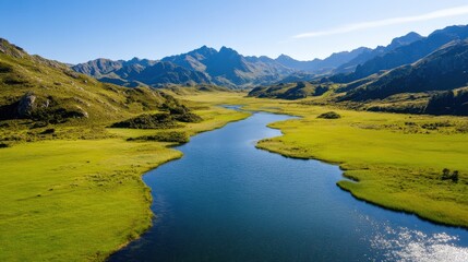 Aerial view of Lake Camp in stunning NZ South Island landscape