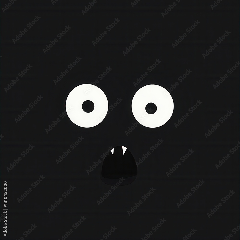 Poster icon depicting a dark face with wide fearful eyes creating an eerie monochrome contrast effect withi