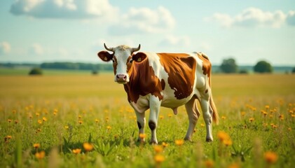 Cow standing alone in field, silhouette, cow, rural