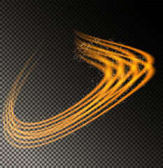 Abstract Orange Light Waves Displayed Beautifully on a Transparent Background Surface
