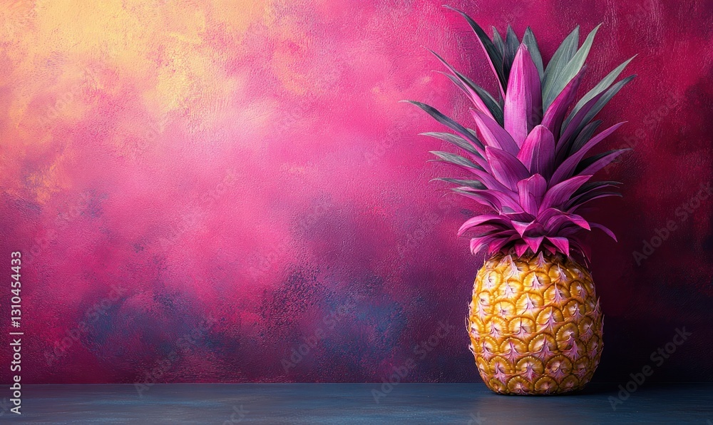 Poster vibrant pineapple against colorful abstract background with soft texture